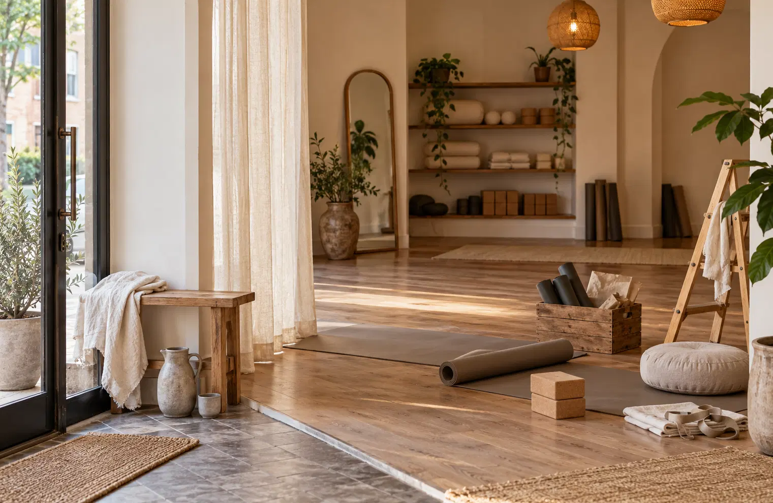 Illustration of wellness businesses and their working space